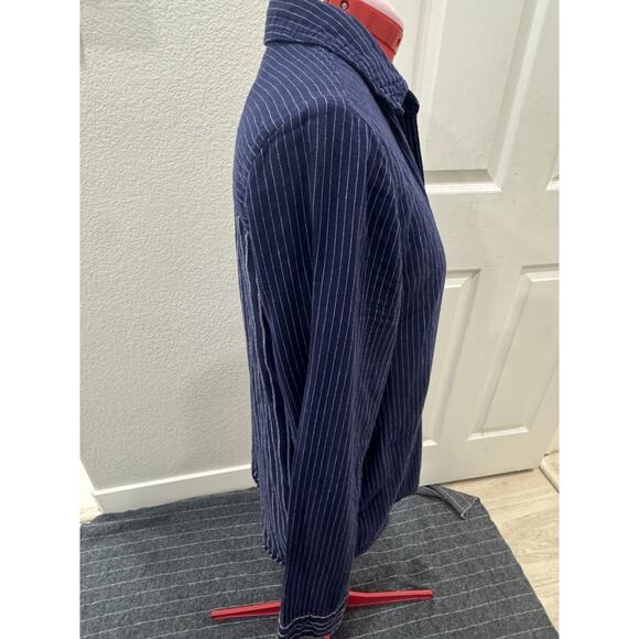 Striped Button Down Shirt Long Sleeve Collared Casual Top - Picture 3 of 7